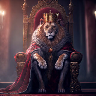 Lion Sittine on Throne